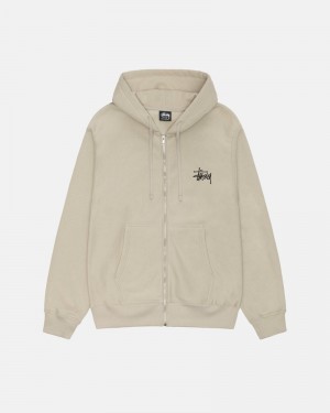 Khaki Stüssy Basic Zip Hoodie | USA SLGICY781