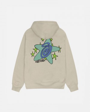 Khaki Stüssy Galaxy Hoodie | USA FCMKTA701