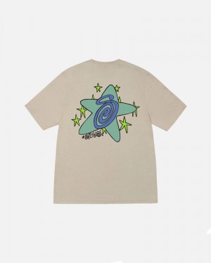 Khaki Stüssy Galaxy T-Shirts | USA PRSDZT894