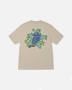 Khaki Stüssy Galaxy T-Shirts | USA UKPEAB074