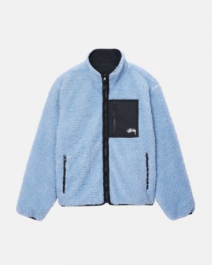 Light Blue Stüssy Sherpa Reversible Jacket | USA SVMDYB582