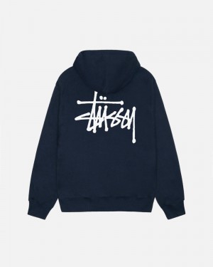 Navy Stüssy Basic Hoodie | USA WMFIOH214