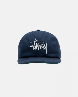 Navy Stüssy Mid-Depth Basic Strapback Caps | USA JOVDMS350