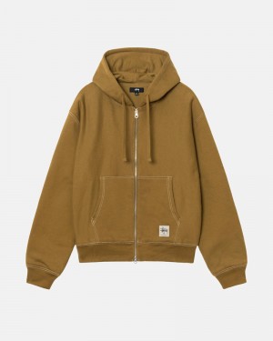 Olive Stüssy Double Face Label Zip Hoodie | USA JKNUEZ761