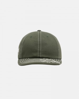 Olive Stüssy Low Pro Basic Stitch Strapback Caps | USA SNTPYX269