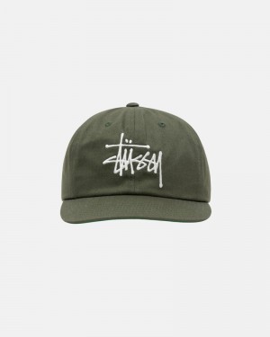 Olive Stüssy Mid-Depth Basic Strapback Caps | USA LMWHPK368