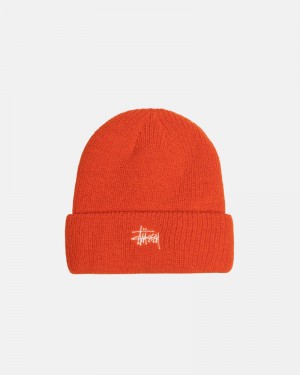 Orange Stüssy Cuff Basic Beanie | USA CBLPNO163