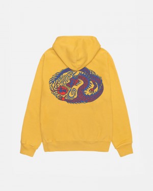 Orange Stüssy Mosaic Dragon Pigment Dyed Hoodie | USA MOITJU419