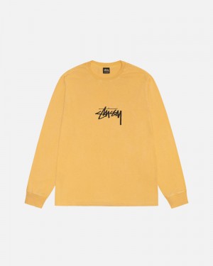 Orange Stüssy Small Stock LS Pigment Dyed T-Shirts | USA PITLVF704