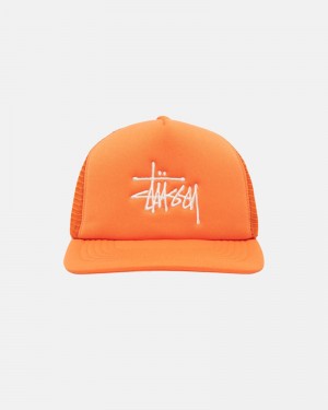 Orange Stüssy Trucker Big Basic Snapback Caps | USA HLTIKC045