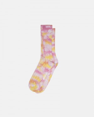 Pink Stüssy Multi Dyed Ribbed Socks | USA JPBQVE147