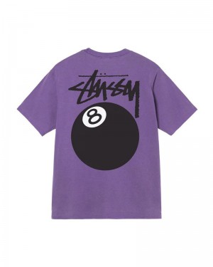 Purple Stüssy 8 Ball Pigment Dyed T-Shirts | USA YWGHDL167