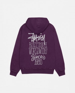 Purple Stüssy Built Tough Pigment Dyed Hoodie | USA BKQELI021