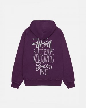 Purple Stüssy Built Tough Pigment Dyed Hoodie | USA FMALJS260