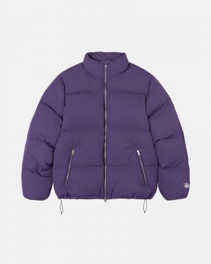 Purple Stüssy Down Puffer Nylon Jacket | USA JDLBXG347