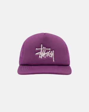 Purple Stüssy Trucker Big Basic Snapback Caps | USA NKIUOJ102