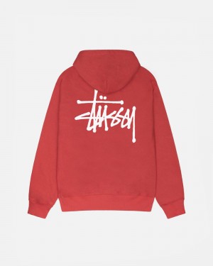 Red Stüssy Basic Hoodie | USA VOJTEI976