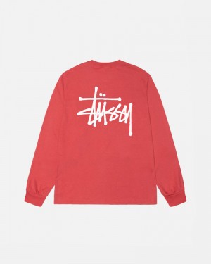 Red Stüssy Basic LS T-Shirts | USA EGODTZ092