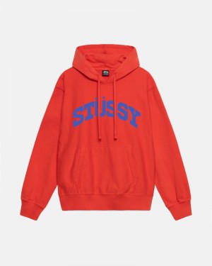 Red Stüssy Block Sport Pigment Dyed Hoodie | USA LMNDXR762