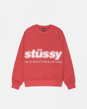 Red Stüssy Blur Crew Sweatshirt | USA APJEWZ125