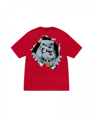 Red Stüssy Bulldog Ripper T-Shirts | USA YGHFRB147