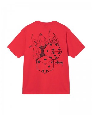 Red Stüssy Fire Dice T-Shirts | USA BJIULE269