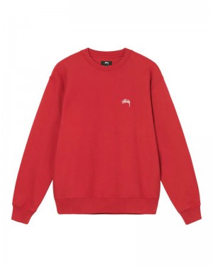 Red Stüssy Overdyed Stock Logo Crew Sweatshirt | USA LPXBSQ149