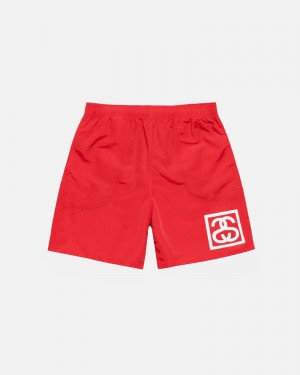 Red Stüssy SS-Link Water Shorts | USA VTHNFC260