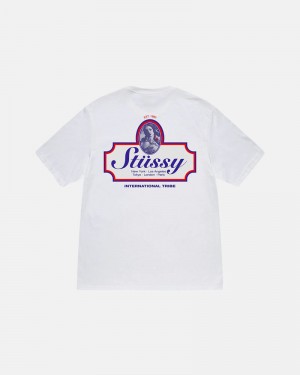 White Stüssy Authentic T-Shirts | USA VTFNRZ796