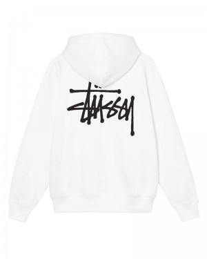 White Stüssy Basic Hoodie | USA YRKBMX280