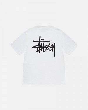 White Stüssy Basic T-Shirts | USA JOFKZD701