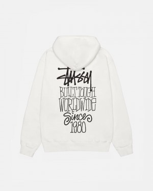 White Stüssy Built Tough Pigment Dyed Hoodie | USA NTCMOY708