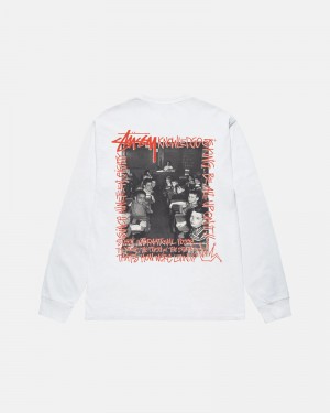 White Stüssy Classroom LS T-Shirts | USA PROSKL137