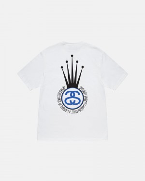 White Stüssy Crown Link T-Shirts | USA LPYGDI829