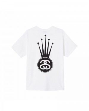 White Stüssy Crown Link T-Shirts | USA YFDTHN329