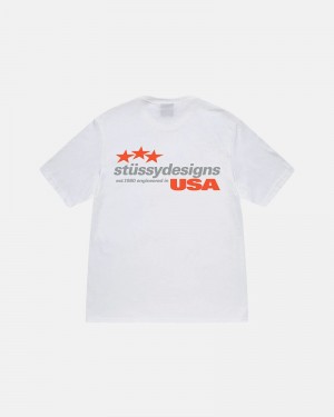 White Stüssy Designs Usa T-Shirts | USA UNKZVJ951