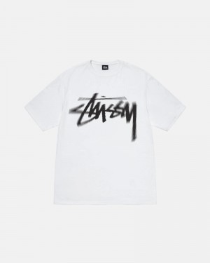 White Stüssy Dizzy Stock T-Shirts | USA HDACRZ493