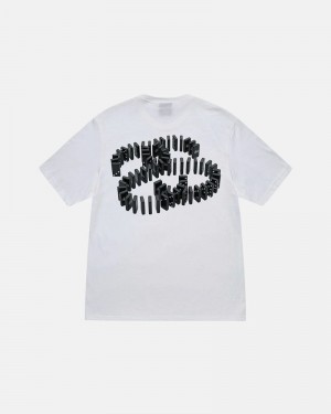 White Stüssy Dominoes T-Shirts | USA KJBAEQ987