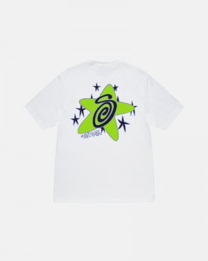 White Stüssy Galaxy T-Shirts | USA JSTYPU967