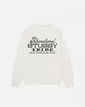 White Stüssy IST Crew Pigment Dyed Sweatshirt | USA CKTHVM985