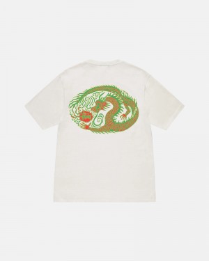 White Stüssy Mosaic Dragon Pigment Dyed T-Shirts | USA HWKBQI709