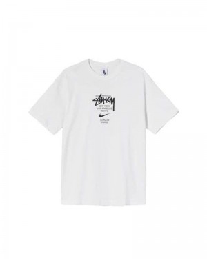 White Stüssy NK X T-Shirts | USA QADPGK715