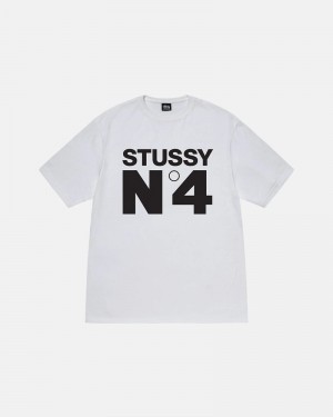 White Stüssy No.4 T-Shirts | USA BTGCDW370