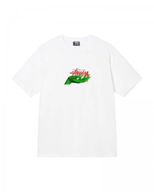 White Stüssy OZ T-Shirts | USA QVNAOM720