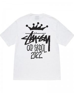 White Stüssy Old Skool 22 T-Shirts | USA NMLDKW487