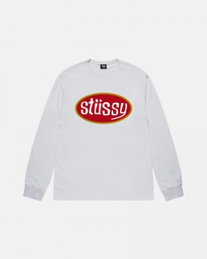 White Stüssy Pitstop LS T-Shirts | USA STXUHJ715