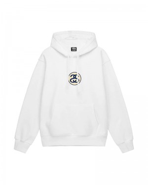 White Stüssy SS-Link Hoodie | USA ZGXSTR537