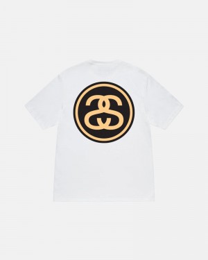 White Stüssy SS-Link T-Shirts | USA XHDQPM037