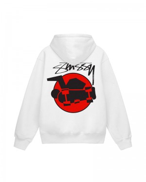 White Stüssy Skateman Hoodie | USA GOLPST654