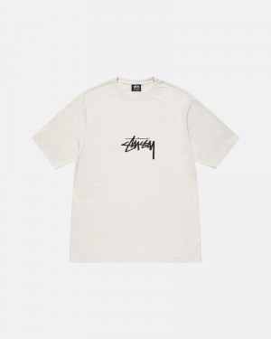 White Stüssy Small Stock Pigment Dyed T-Shirts | USA DKEQAI389